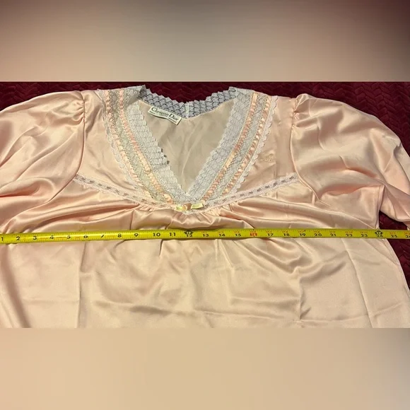 NWT Vtg 1970s Christian Dior Soft Pink Satin Look Lingerie Lace Details - Picture 11 of 13
